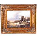 Ölgemälde mit Rahmen - Winterlandschaft...