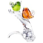 Skulptur Figur Glas Vögel auf Ast Murano-Stil