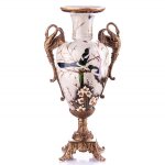 Porzellan/Messing Vase mit Schwänen #63301