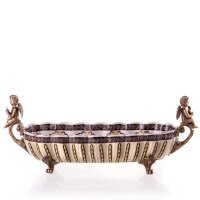 Porzellan/Messing Schale mit Engeln 20x53x17cm #63437