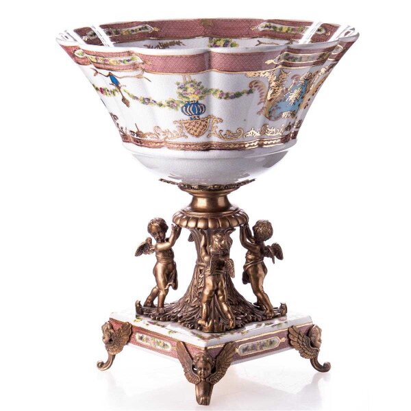 Porzellan/Messing Schale mit Engeln #63483