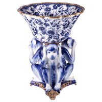 Schale Porzellan/Messing Affen