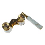Opernglas in Holzbox Messing Perlmutoptik #63612