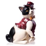 Skulptur Figur Kunststein Kater in Kostüm mit Hut...