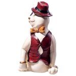 Skulptur Figur Kunststein Kater in Kostüm mit Hut...