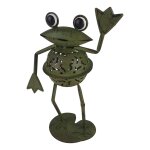 Figur Skulptur Windlicht Teelichthalter Frosch stehend...
