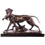 Bronze Skulptur Figur Bronzeskulptur Bronzefigur Jagdhund...