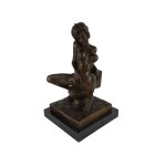 Bronzeskulptur Bronzefigur Nackte Frau auf Toilette Erotik