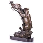 Skulptur Figur Bronzeskulptur Bronzefigur Bronze Löwe und Antilope