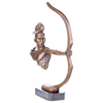 Bronze Skulptur Figur Bronzeskulptur Bronzefigur Western Indianer mit Bogen Modern Abstrakt-Stil