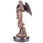 Bronze Skulptur Figur Bronzeskulptur Bronzefigur Engel mit Lyra
