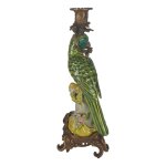 Porzellan in Bronze Kerzenhalter Kerzenständer Papageie H 36,3 cm 2er Set