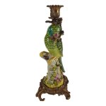 Porzellan in Bronze Kerzenhalter Kerzenständer Papageie H 36,3 cm 2er Set