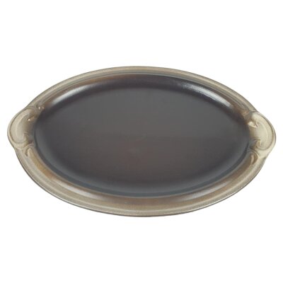 Steingut Keramik Servierplatte Fleischplatte braun 34,5x23 cm