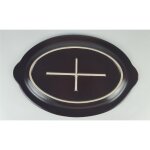 Steingut Keramik Servierplatte Fleischplatte braun 34,5x23 cm