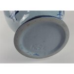 Krug mit Zinndeckel Henkelkrug Steingut Blau H 26 cm