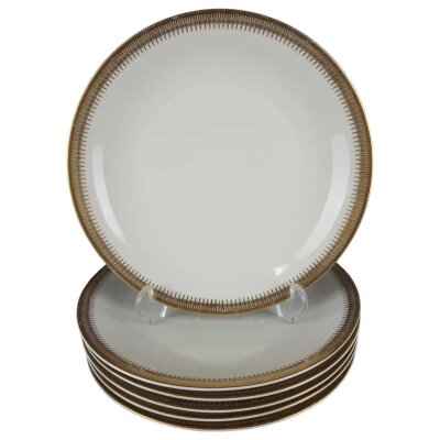 6er Set Kuchenteller Dessertteller Golddekor 19,6 cm Seltmann Weiden Vohenstrauß Elfenbein gebraucht - gut