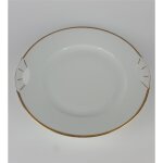Tortenplatte mit Griffen weiß Goldrand D 26 cm