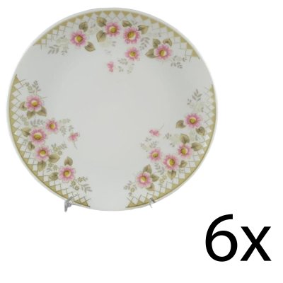 6er Set Kuchenteller Dessertteller Winterling Kirchenlamitz rosa Blumen grün Rautendekor