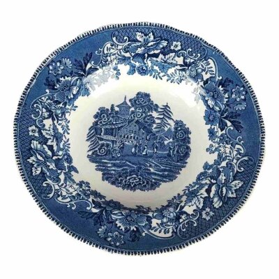 Suppenteller 22,2 cm Enoch Wedgwood Avon Cottage Blau gebraucht - gut