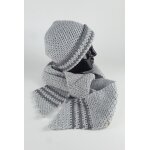 Schal Mütze Set 2 tlg Damen Handarbeit grau...