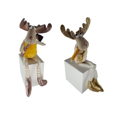 Kantenhocker Kantensitzer Elch Textil Glitzer 12x12x17/41 cm