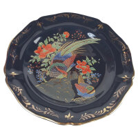 Wandteller Porzellan Griechenland Pfau Blumen 24 K Gold D...