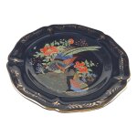 Wandteller Porzellan Griechenland Pfau Blumen 24 K Gold D...