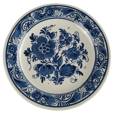 Blauw Delfts Distel handgemalt Wandteller Blumenmuster D 16 cm