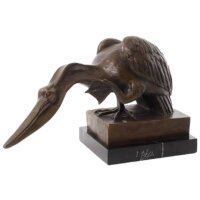 Bronzeskulptur Bronzefigur Pelikan