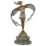 Bronzeskulptur Bronzefigur Mann mit Flüggeln...