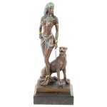 Bronzeskulptur Bronzefigur Kleopatra mit Panther #82486