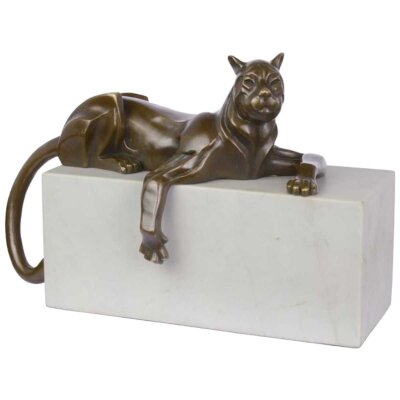 Bronzeskulptur Bronzefigur Panther Art-Deco-Stil