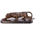 Bronzeskulptur Bronzefigur Kauernder Panther