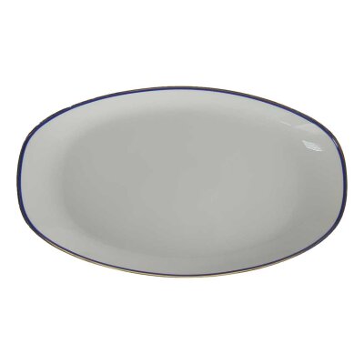 Servierplatte Steakplatte 33x19,5 cm Arzberg Unbestimmten Formen Rand Blau Gold gebraucht - gut