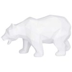 Skulptur Figur Polygonal Kunstharz Bär Weiß