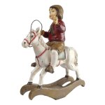 Harz Figur Skulptur handbemalt Junge auf Schaukelpferd