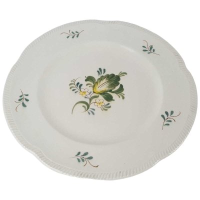 Untertasse 17,3 cm VEB Dresden Blumendekor grün gelb Blumen gebraucht - akzeptabel