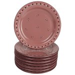 8er Set Keramik Blumendekor altrose Kuchenteller D 19 cm