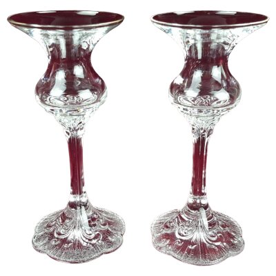 2er Set Kerzenhalter Kerzenständer Glas H 15,5 cm