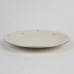 Kuchenteller Dessertteller Goldrand Golddekor ohne Stempel 19,4 cm Blumen Elfenbein gebraucht - gut