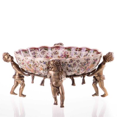 Porzellan mit Bronze Schale Engeln #85155