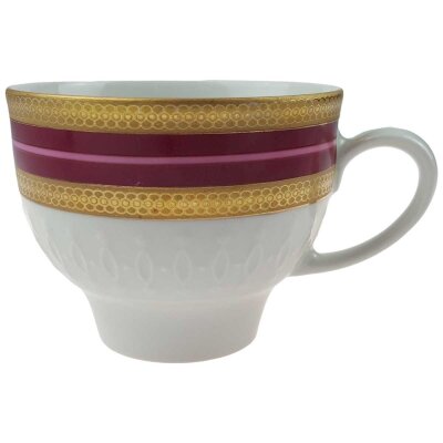 Kaffeetasse Goldrand 0,2 L Mitterteich Unbestimmten Formen Rot Relief Bavaria gebraucht - gut