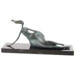 Bronzeskulptur Bronzefigur Modernistisch Ruhender Frauenakt