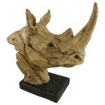 Skulptur Kunststein Nashorn farbig