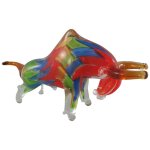 Skulptur Glas Bulle Stier farbig