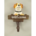 Garderobenhaken Hund Welcome Eisen Farbig H.14cm