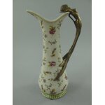 Vase Porzellan/Mess. grün/Rosen H.25cm