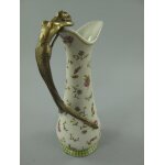 Vase Porzellan/Mess. grün/Rosen H.25cm