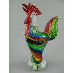 Skulptur Glas Hahn farbig